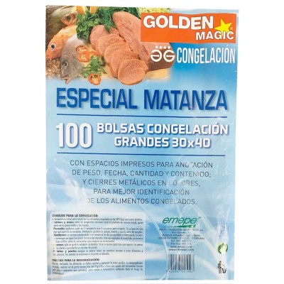 GOLDEN MAGIC 100 BOLSAS CONGELAR 30X40