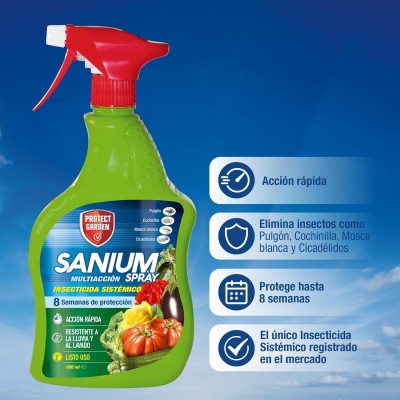 SANIUM SPRAY MULTIACCIÓN - PROTECCIÓN CONTRA PULGONES, COCHINILLA ALGODONOSA, MOSCA BLANCA Y CICADÉLIDOS 800ML