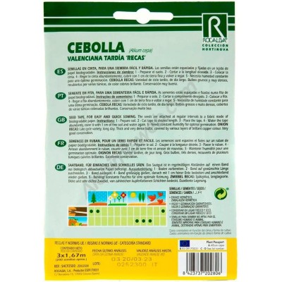 Semillas PRE-SEMBRADAS en cintas Cebolla Valenciana Tardia