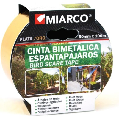 MIARCO Cinta Espantapájaros Bimetálica plata/oro 50mm x 100m