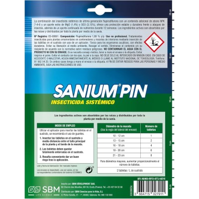 INSECTICIDA Y FERTILIZANTE DOBLE ACCIÓN SANIUM PIN PASTILLAS
