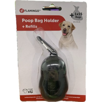 FLAMINGO DISPENSADOR DE BOLSAS PARA PERRO + 15 BOLSAS